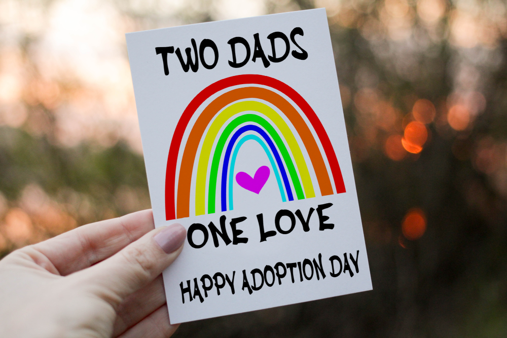 Two Dad's One Love Adoption Day Card, Congratulations Adoption